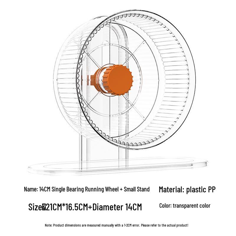 Extra Large Silent Hamster Running Wheel with Stand & Double Bearings - Includes Exercise Flywheel, One-Piece Design, Free Shipping