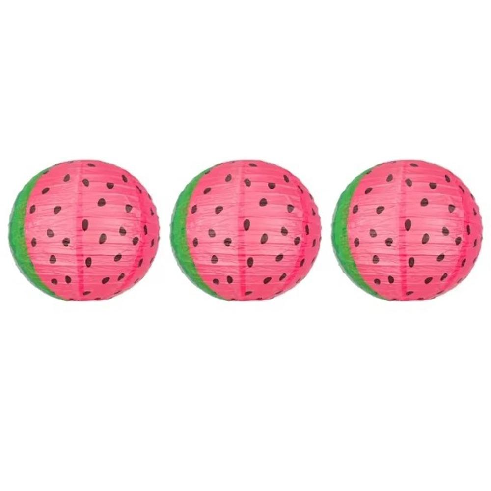 3pcs 10inch Watermelon Paper Lantern Portable Summer Hanging Lantern  Hawaii Party