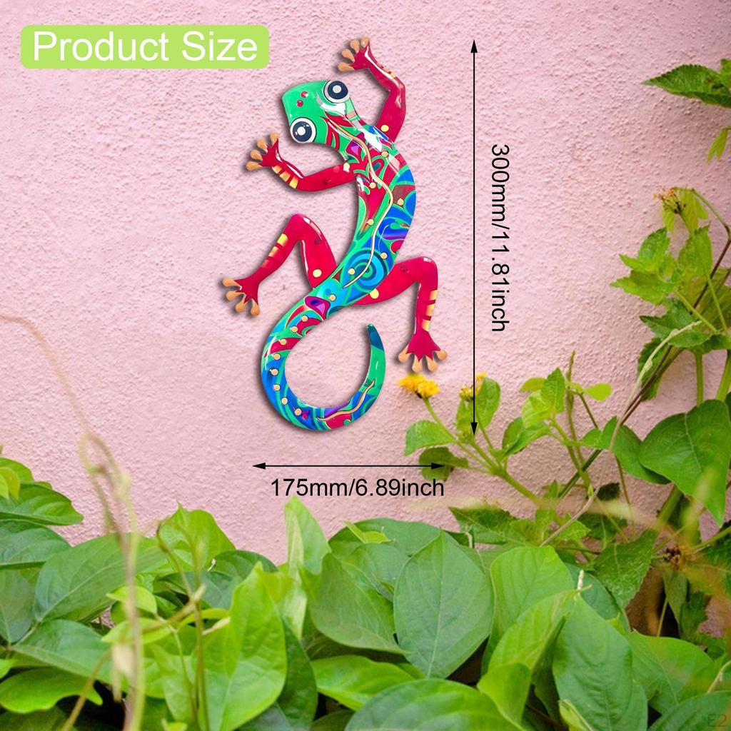 2 Pieces Gecko Wall Decor Decorative Vivid Ornament Iron Creative Art Sculpture for Patio