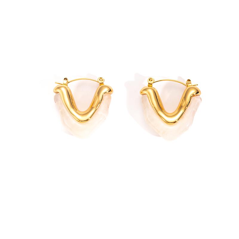 Edelstahl Bunte Runde Herzohrringe Für Damen Mädchen Französische Mode Kreativer Schmuck Geschenk Großhandel Party WHITE white