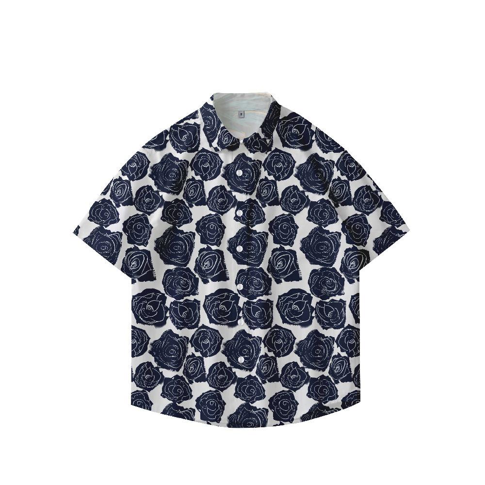 Summer 3D Printed Short Sleeve Flower Shirt Men'S Vintage Hawaiian Beach Casual Loose Men'S Large Size Shirt