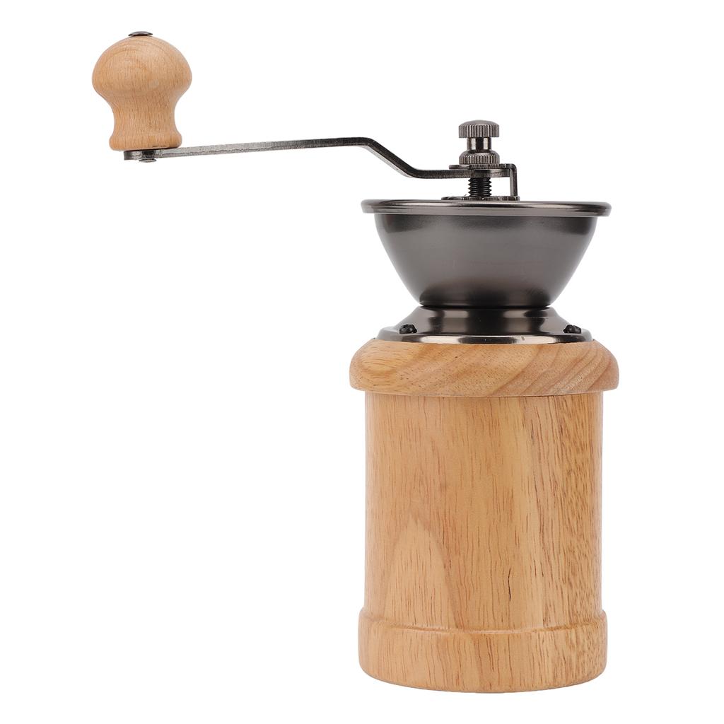 Coffee Grinder Manual Oak Stainless Steel Retro Ergonomic Crank Handle Conical Grinding   Portable Coffee Bean Grinder