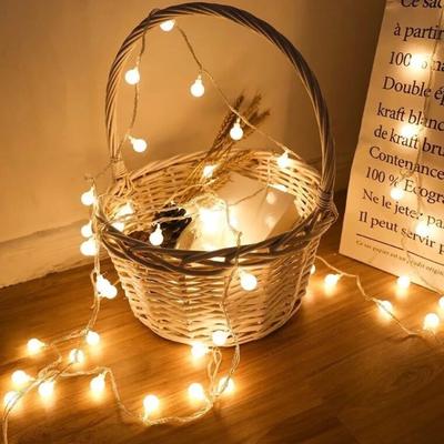 Guirnalda de Luces LED de Bola de 10M Alimentada por USB/Batería Luces de Guirnalda Lámpara de Exterior Boda Jardín Luces de Hadas Decoración Navideña