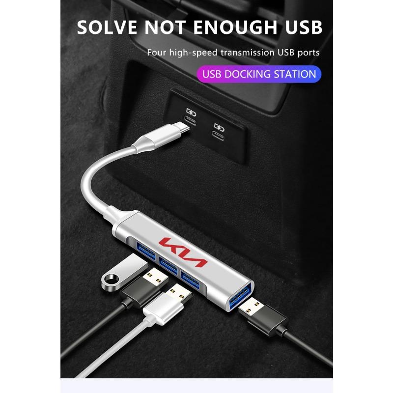 1pcs Type-C Turn USB Adapter Multi Port Distributor Hub For KIA Sportage Rio 3 4 Ceed JD Picanto Soul Stonic Niro K5