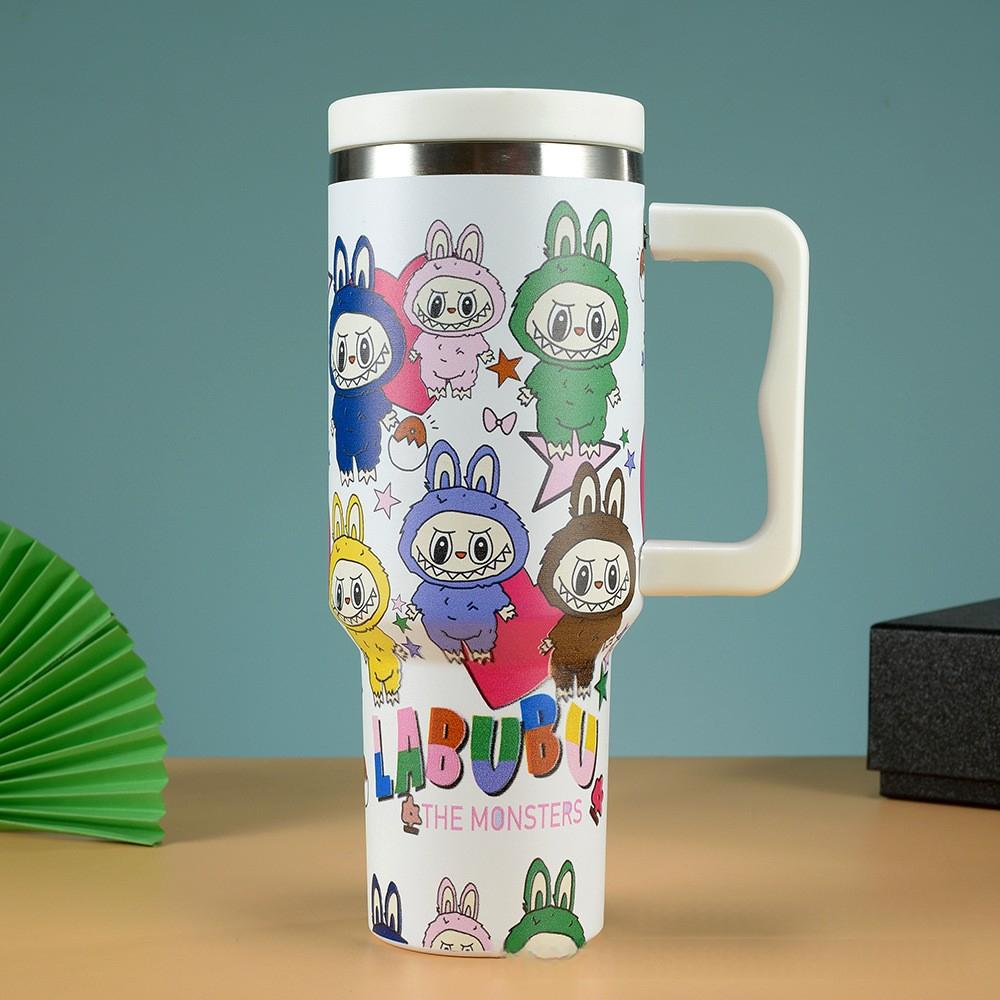 Trois Générations de Motif de Dessin Animé Tasse de Voiture 40oz Tasse Thermos en Acier Inoxydable 304 Paille de Voiture Glace