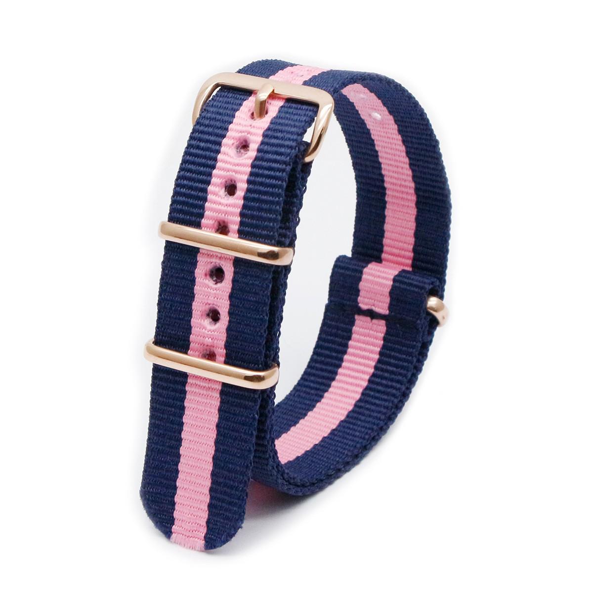 

Красочный нейлоновый холщовый ремешок для часов с золотой пряжкой DG 20mm