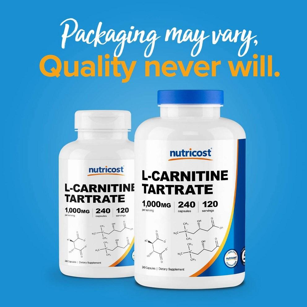 Nutricost L-Carnitine Tartrate 1000mg Capsules, 240 Count, 2 Pack