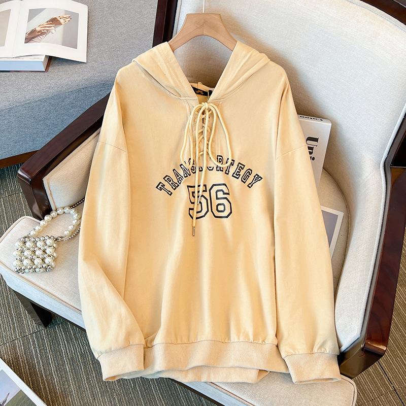 

Плюс Размер Женская Осенняя Мода С Капюшоном Новая Свободная Худи Для Похудения 6XL абрикосовый