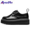 Thick-soled 2-hole Lightweight Martin Shoes, Leather Small Leather Shoes for Women, White Line Students, Low-top Muffin-soled Short Boots