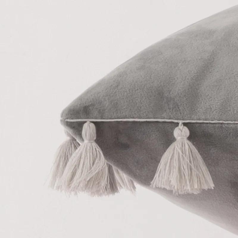 Medicci Home Velvet Soft Solid Decorative Throw Pillow Cover with Tassels Fringe Boho Accent Cushion Case for Couch Sofa Bed