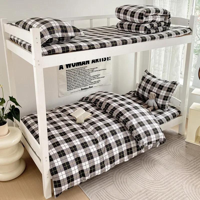 Plant Cashmere Student Dormitory Three-piece Bed Kit Single Double Household Bed Sheet Quilt Cover Popular