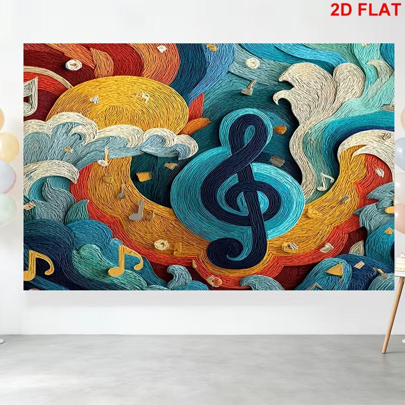 

2D Vibrant Music Tapestry with Treble Clef, Colorful Felt Art Style for Music Lovers 47.2x31.5inch/120*80cm