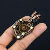 Ammonite Fossil Gemstone Pure Copper Wire Wrapped Designer Handmade Pendant Jewelry