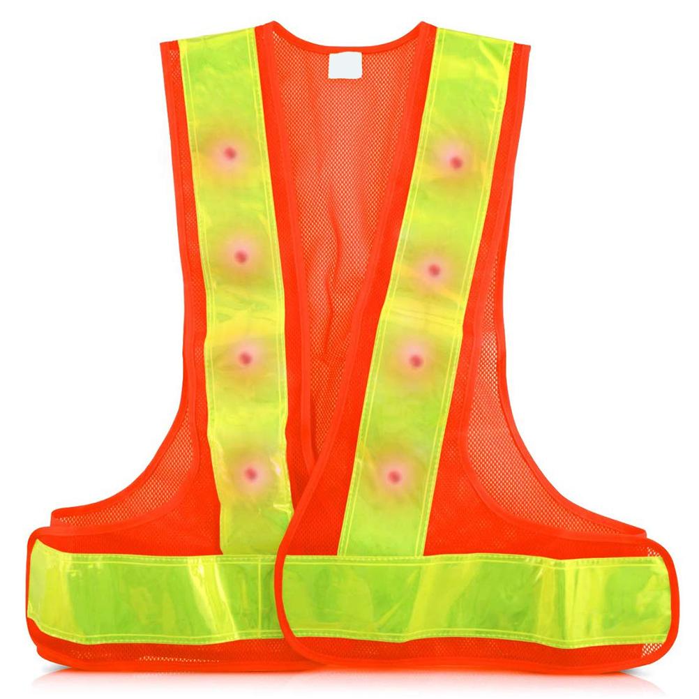 Светоотражающий жилет со светодиодной подсветкой, высокая видимость, дорожный, для улицы, ночной предупреждающий отражатель оранжевый
