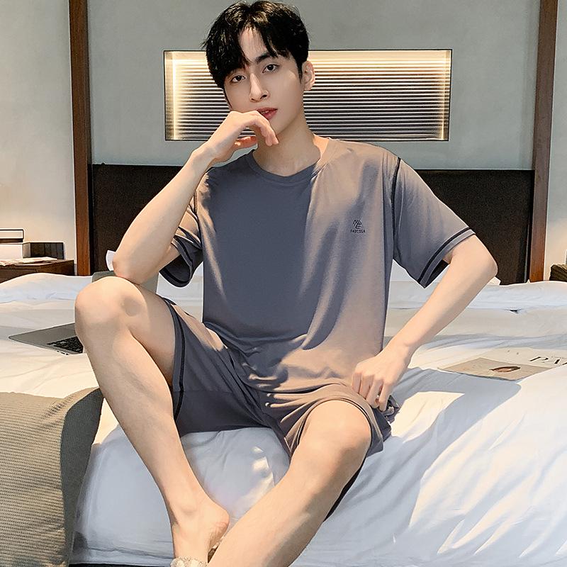 Men's Modal Summer Pajama Set: Short Sleeve & Shorts, Casual Plus Size Homewear