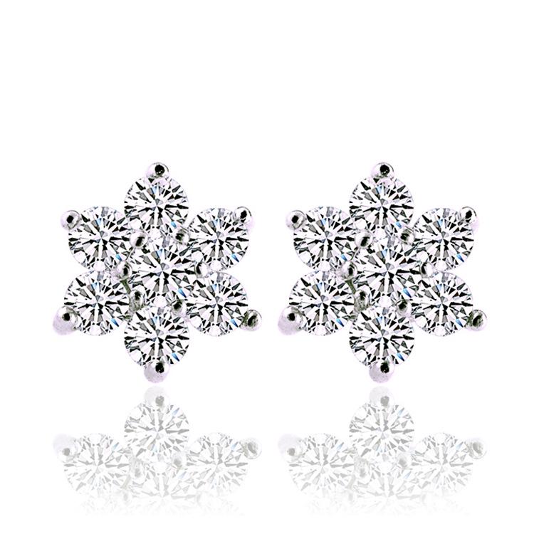 

Серьги-снежинки из стерлингового серебра 925 пробы в корейском стиле с цирконами для женщин - Рождественские украшения 925 Silver