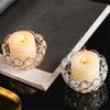 Crystal Votive Metal Candle Holder for Table Tenterpiece Small Bowl Tealight Candle Stand for Wedding Desktops Decors
