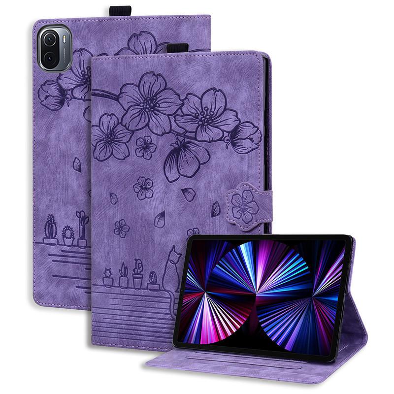 Capa para Tablet Para Xiaomi Pad 5 Pro Case 11 Polegadas Flor em Relevo 3D Suporte Carteira Capa para Tablet Para Xiaomi Mi Pad 5 Case Para Mipad 5 Pro Capa