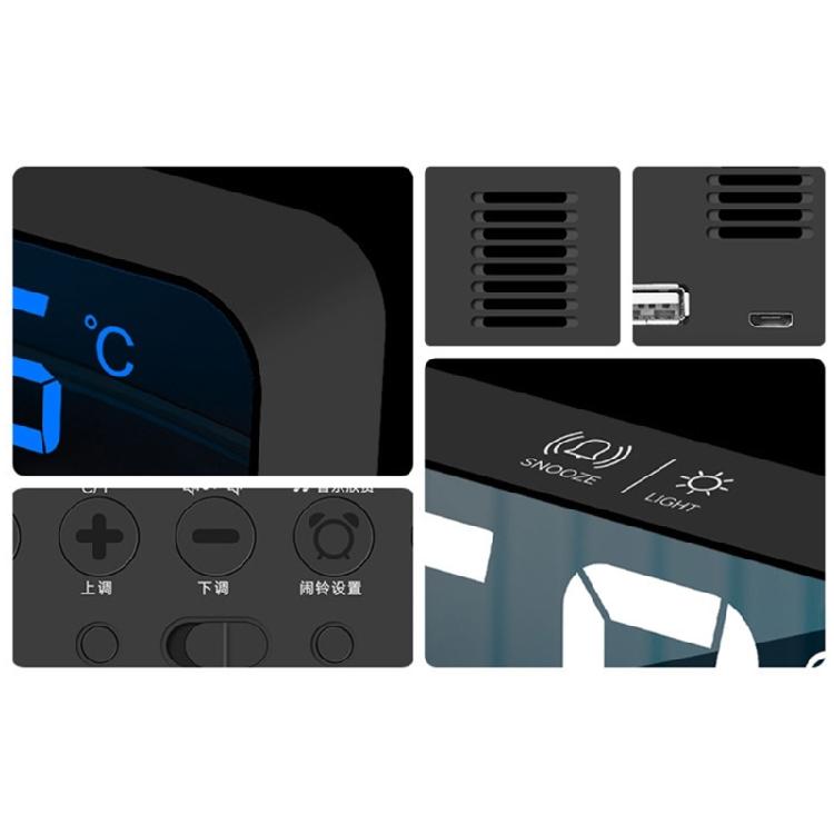 LED Digital Alarm Clock Temperature Display Snoozes USB Rechargeable Desk Clock
