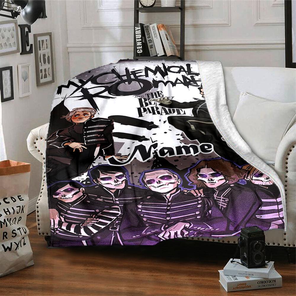 Custom Name My Chemical Romance Theme Printed Blanket - Perfect for Couch, Bed, Travel & Outdoor Use | Machine Washable, Cozy & Durable.