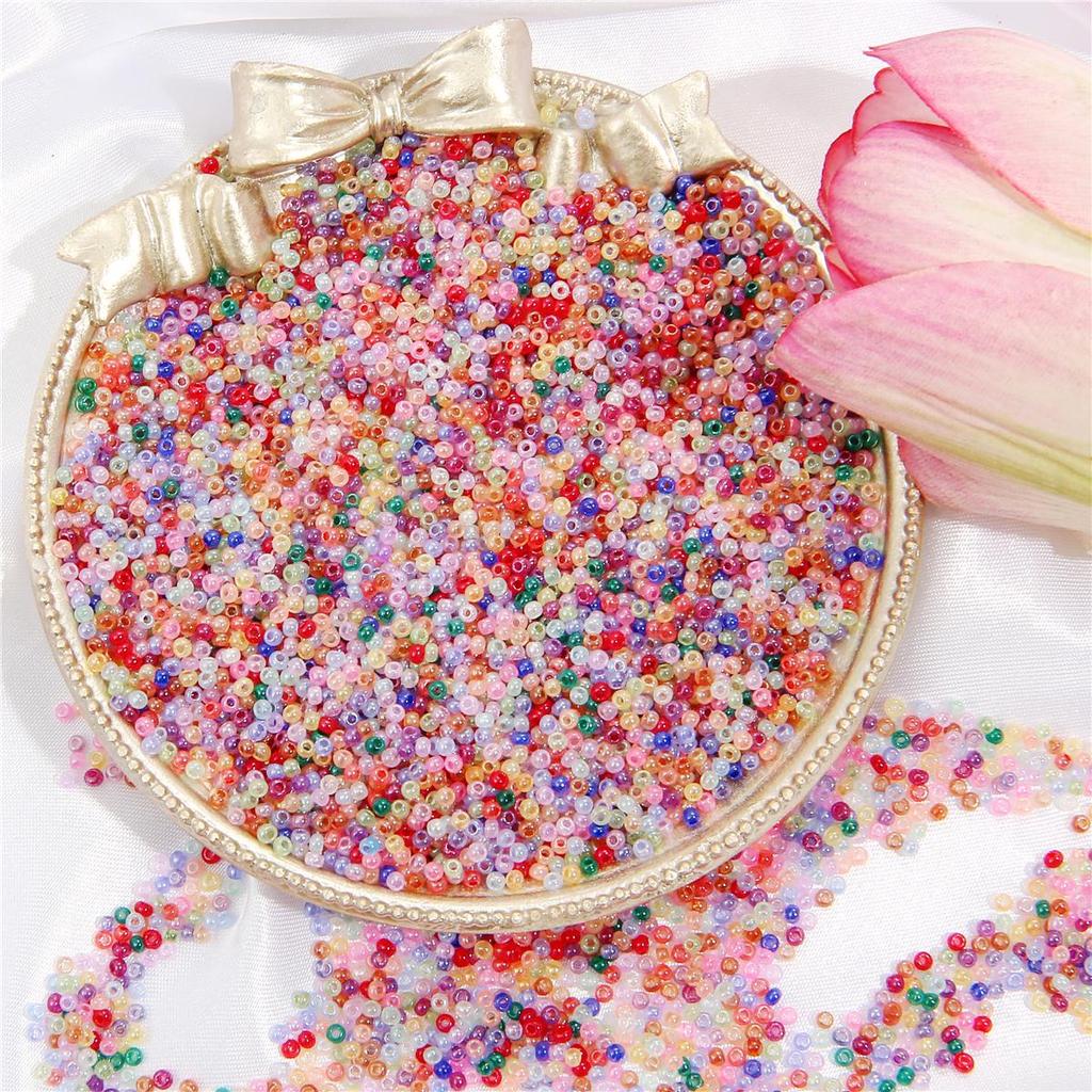 Perles d'espacement de graines de verre de crème glacée d'imitation de Jade de 2mm 2700 pièces pour des accessoires de bricolage faits à la main de bijoux