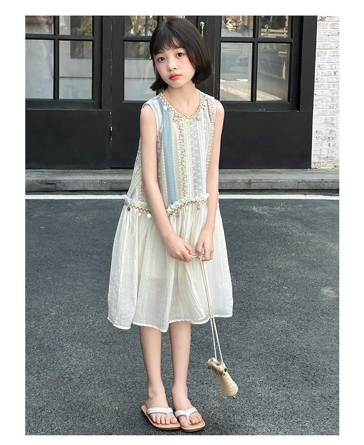 Girls' dress summer 2026 new children's summer dress, stylish bohemian style sleeveless tank top dress