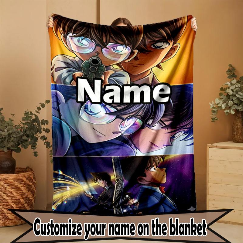 Manta Personalizada con Nombre y Estampado de Anime, Decoración del Hogar, Dormitorio, Sofá, Acampada, Sillón, Regalos para Cumpleaños Navidad