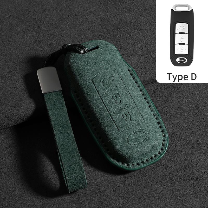 Leather Car Key Case Protective Cover for GAC Trumpchi S7 2025 2026 Remote Key Box Synthetic Suede Protection Shell Keychain