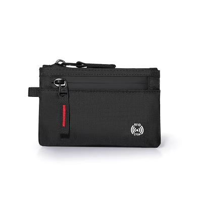 Slim Anti-Theft Luxury RFID Credit Card Holder with Carabiner for Men Nylon Coin Purse