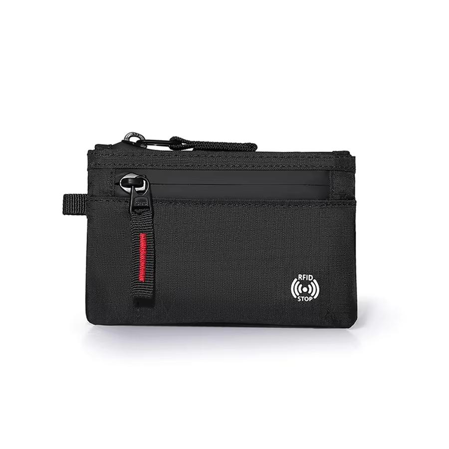 

Slim Anti-Theft Luxury RFID Credit Card Holder with Carabiner for Men Nylon Coin Purse