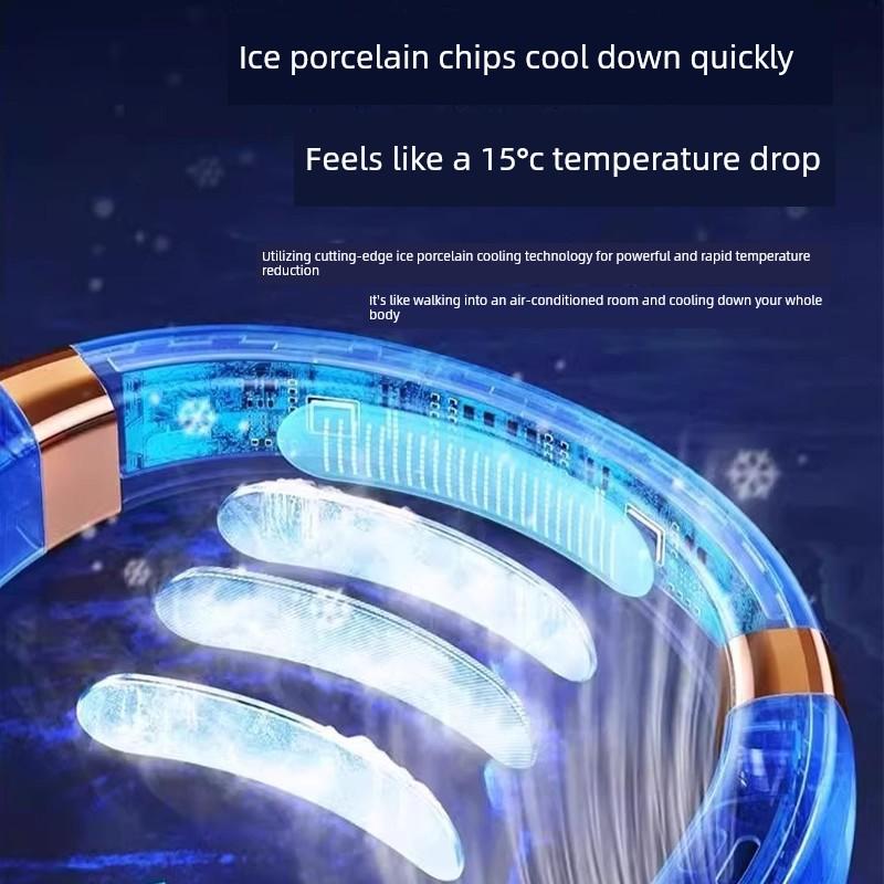 2026 New Model Neck-Hanging Fan, Portable Cooling Device, Small Personal Cooling Gadget, Neck-Hanging with Ultra-Long Battery Life, Ice Ceramic