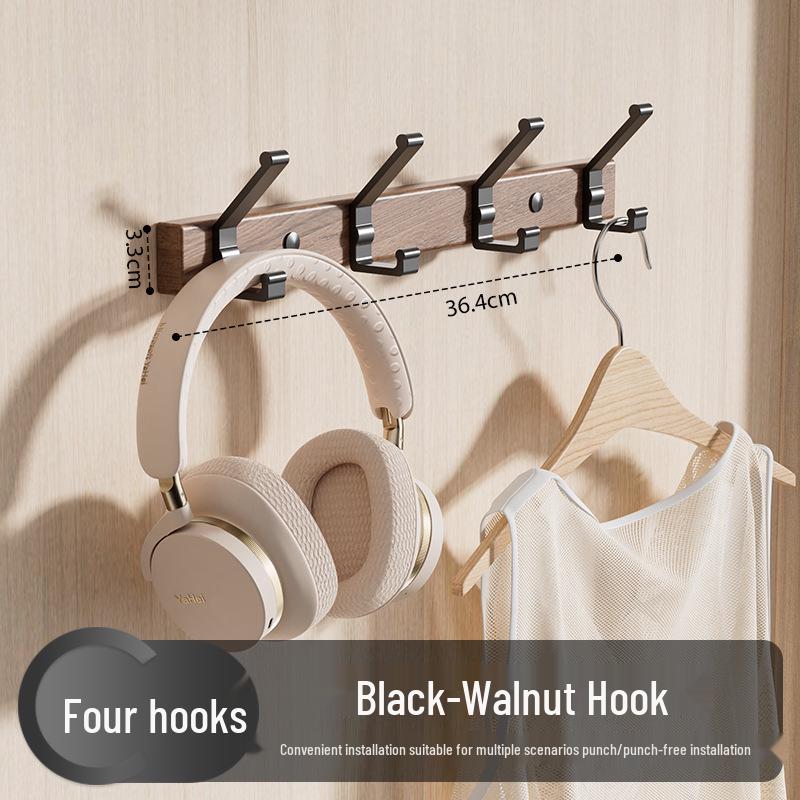 Walnut Strong Load-Bearing Door & Wall Hook Rack