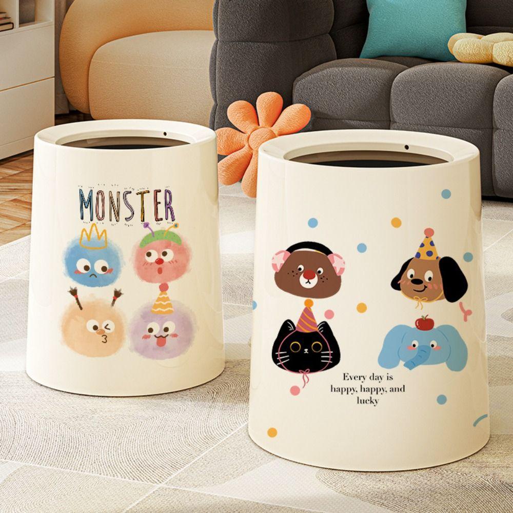 Cute Garbage Bin Plastic Paper Basket Dustbin Waste Bin Living Room