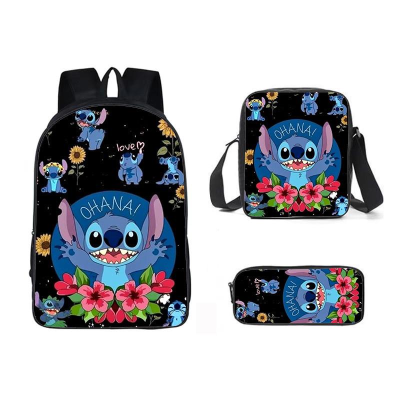 Stitch Cartoon Backpack For Kids Oxford Fabric Waterproof School Bag With Breathable Straps