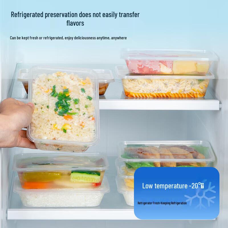 Temeiju Disposable Rectangular Food Containers with Lids (300-Pack)