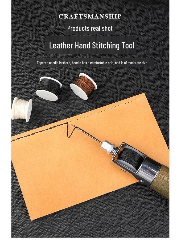 Hand-Stitched Cowhide Leather Sewing Tool Kit: Needle, Awl, Punch for Shoe Repair and Binding