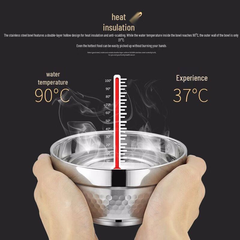 14cm 304 Stainless Steel Double-Layer Insulated Bowl