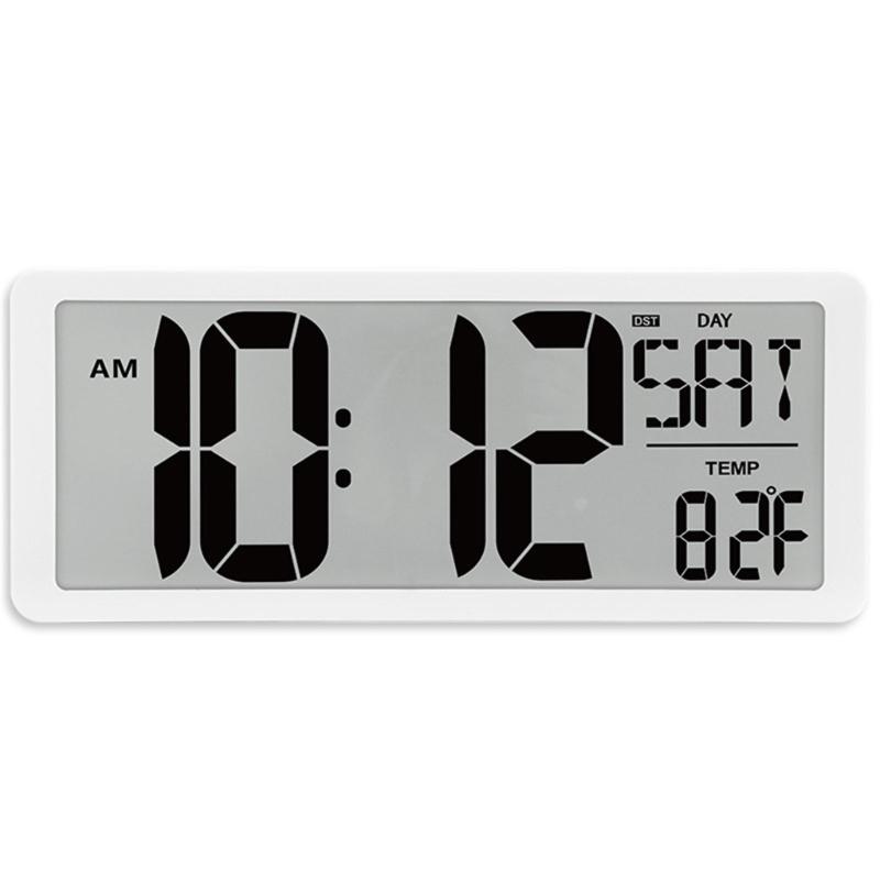 14'' LCD Digital Clock With Backlight, Temperature And Date Easy To Read For Living Room Or Bedroom