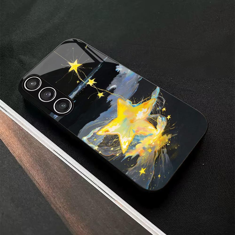 Golden Star Protective Exquisite High-end PhoneCase Glass PhoneCase for Samsung Galaxy S26 S25 S24 S23 S22 S21 FE,Ultra,Plus
