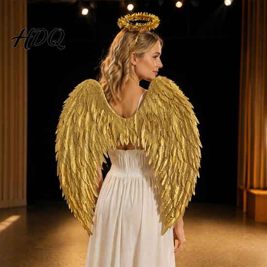 Weihnachtsengel Kostüm Flügel für Kinder Gefiederte Flügel Verkleidung Halloween Cosplay Zubehör Kostümparty Auftritt Dunkler Beschützer