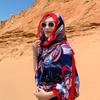 Women  Shawl Multi-color Variety Retro Flower Pattern Shade Scarf Lightweight Face Cover