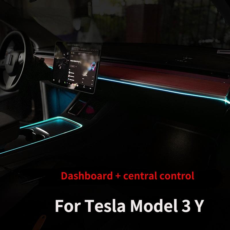 For Tesla Model 3 Y Interior Car Neon Lights Center Console Dashboard Light Mood Light APP Control LED Strip