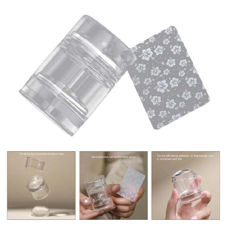 Jelly Clear Nail Stamper Nail Scrapers Silicone Nail Art Stamper Nail Stamping Kits DIY Nail Art Tools Nail Salon-Home