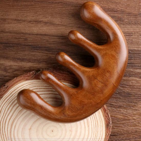 Sandalwood Scalp Massage Comb Multi-functional Meridian Comb Wooden Wide Tooth Face Head Body Massager Guasha Scrubber Tool