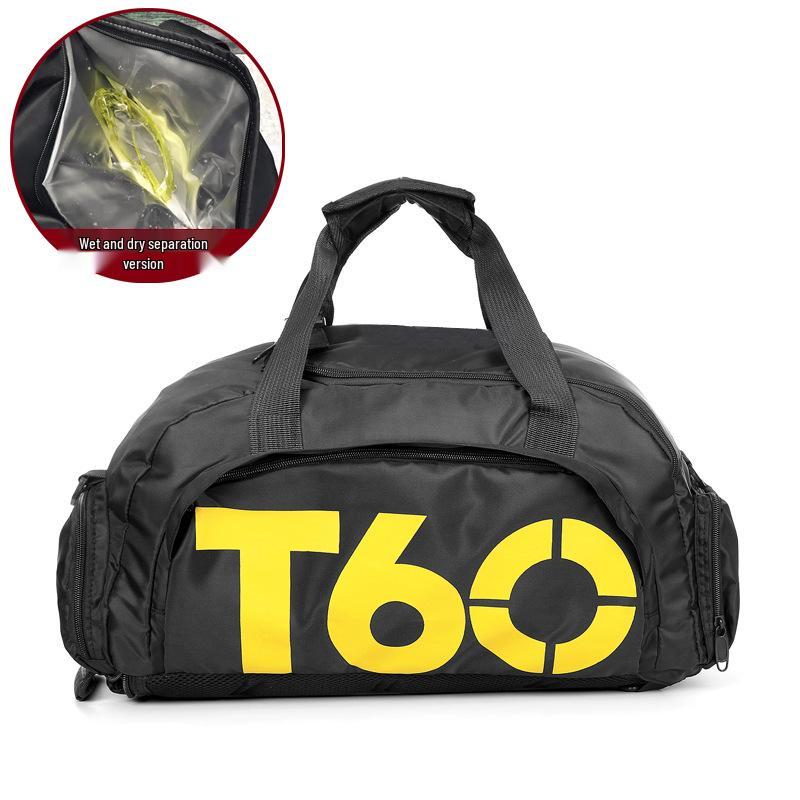 T60 Sports Travel Bag - Double Shoulder, Dry/Wet Separation, Gym & Yoga Bag for Men and Women.