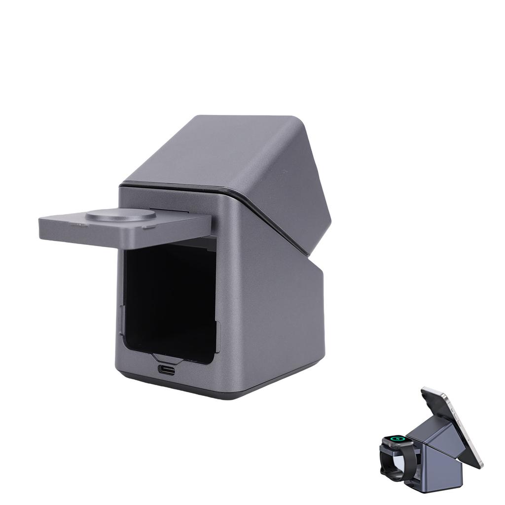 4 in 1 Wireless Charger with 180 degrees  Auto Rotation Watch Charging Station HD Display Clock Smart Trickle Charging