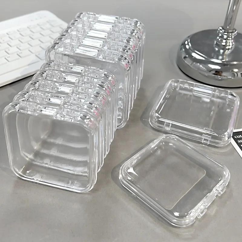 5-10Pcs Mini Storage Box Transparent Acrylic Packaging Boxes for Earrings Necklace Bracelet Nail Art DIY Jewelry Organizer Case
