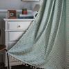Cotton Embroidered Striped Curtain Panel Semi-Sheer Kitchen Window Treatment Farmhouse Style