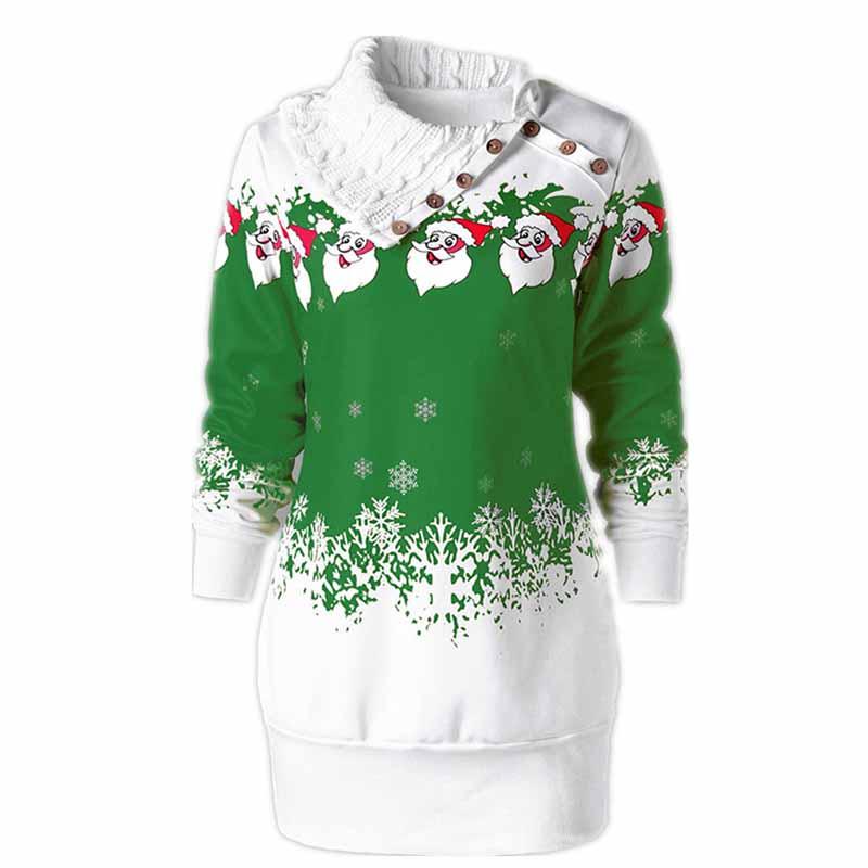 Festive Womens Christmas Jumper Mini Dress With Charming Santa Claus Design