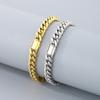 Kalen Shiny Cuban Chain Bracelet for Men Hip Hop Stainless Steel Jewelry Sets Gold Color Thick Necklace 8MM Trendy Accessories